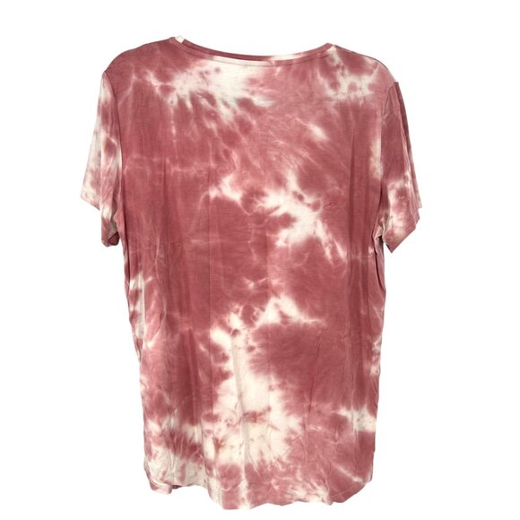 Lates By Kate Tie-Dye Lounge Pajama Set Short Sleeve Modal Pink Cream Size Large - Picture 4 of 13